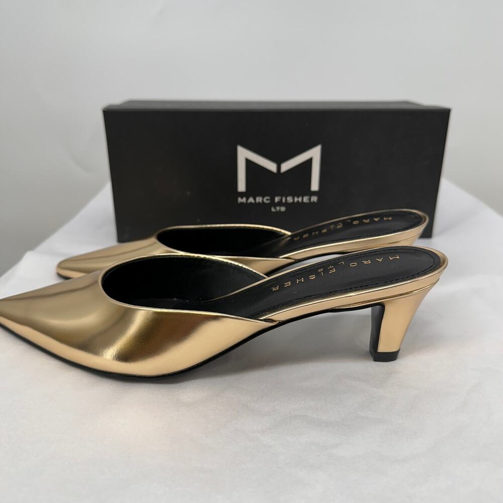 MARC FISHER New in Box Rosa Mule Heel in Gold Metallic // 7 - Picture 4 of 9